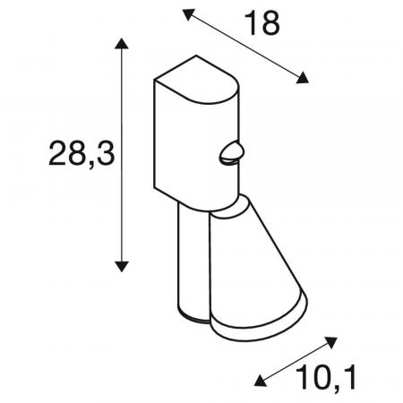 SLV 1008010 T-TUBE, Wandaufbauleuchte, GU10, single, Sensor, IP44, max. 10 W, schwarz