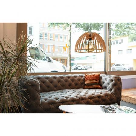 SLV 1008045 WUD, Pendelleuchte, E27, half round, offenes Kabelende, 1 x max. 60 W, natur