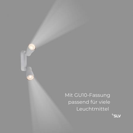SLV 1008372 PURI 2.0 Dome, Wand- und Deckenaufbauleuchte, long, 2 x max. 6 W GU10, grau