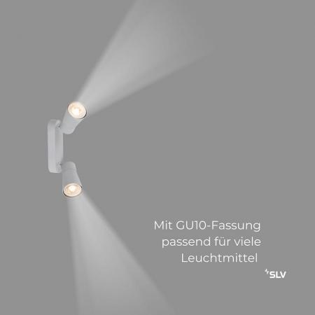 SLV 1008368 PURI 2.0 Cone, Wand- und Deckenaufbauleuchte, long, 2 x max. 6 W GU10, grau