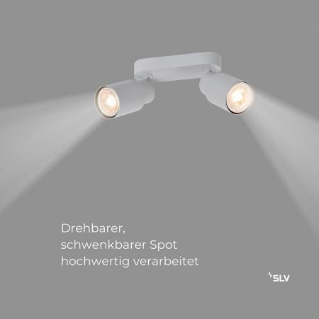 SLV 1008364 PURI 2.0 Tube, Wand- und Deckenaufbauleuchte, long, 2 x max. 6 W GU10, grau