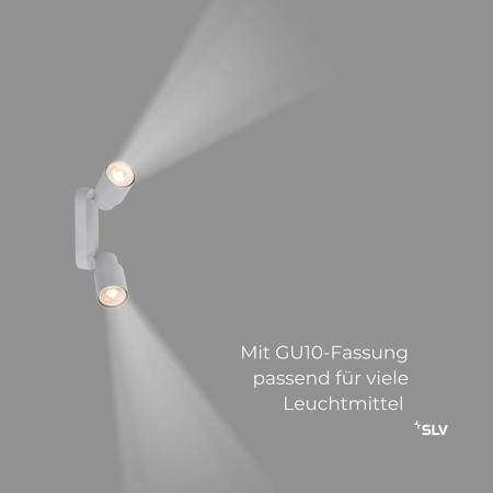 SLV 1008364 PURI 2.0 Tube, Wand- und Deckenaufbauleuchte, long, 2 x max. 6 W GU10, grau