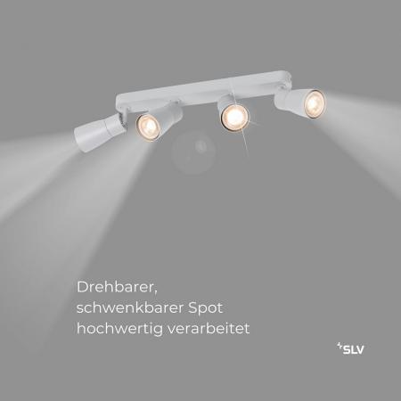 SLV 1008355 PURI 2.0 Dome, Wand- und Deckenaufbauleuchte, long, 4 x max. 6 W GU10, grau