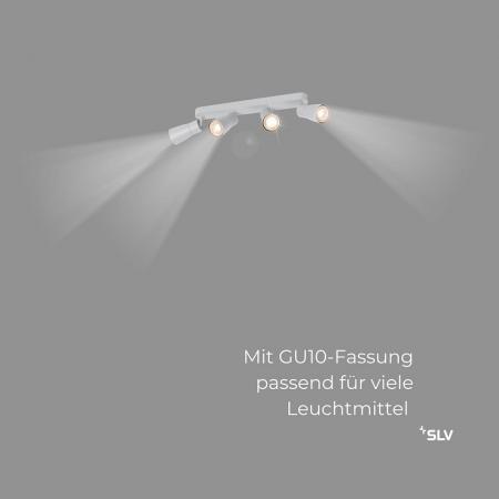 SLV 1008355 PURI 2.0 Dome, Wand- und Deckenaufbauleuchte, long, 4 x max. 6 W GU10, grau