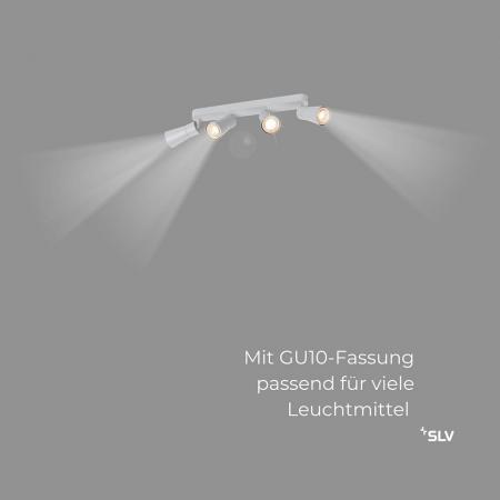 SLV 1008351 PURI 2.0 Cone, Wand- und Deckenaufbauleuchte, long, 4 x max. 6 W GU10, grau