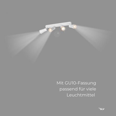 SLV 1008350 PURI 2.0 Cone, Wand- und Deckenaufbauleuchte, long, 4 x max. 6 W GU10, weiß