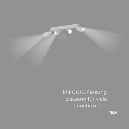 SLV 1008347 PURI 2.0 Tube, Wand- und Deckenaufbauleuchte, long, 4 x max. 6 W GU10, grau