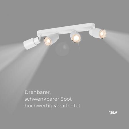 SLV 1008346 PURI 2.0 Tube, Wand- und Deckenaufbauleuchte, long, 4 x max. 6 W GU10, weiß