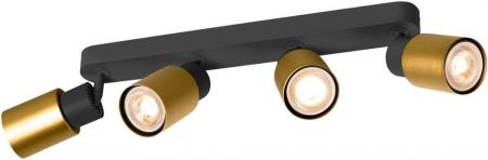 SLV 1008345 PURI 2.0 Tube, Wand- und Deckenaufbauleuchte, long, 4 x max. 6 W GU10, schwarz / gold
