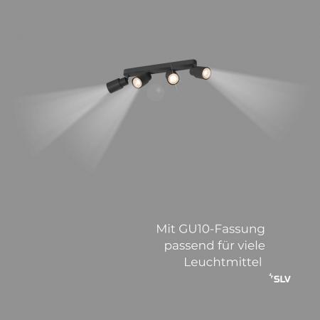 SLV 1008344 PURI 2.0 Tube, Wand- und Deckenaufbauleuchte, long, 4 x max. 6 W GU10, schwarz