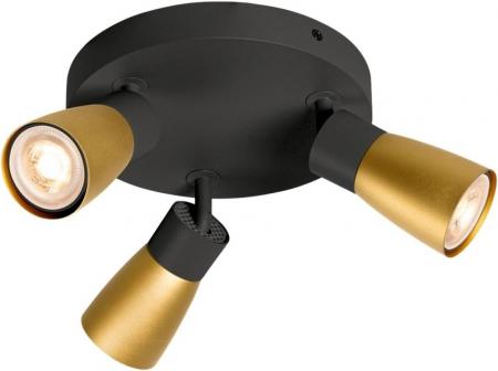 SLV 1008341 PURI 2.0 Dome, Wand- und Deckenaufbauleuchte, rund, 3 x max. 6 W GU10, schwarz / gold