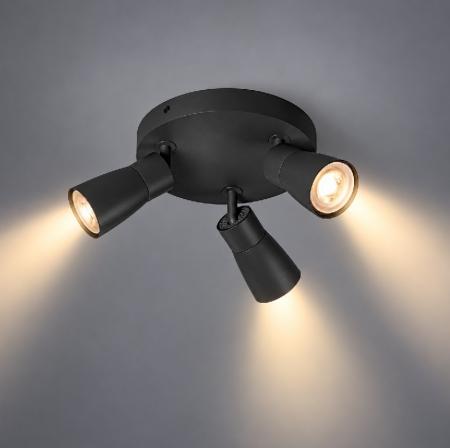 SLV 1008340 PURI 2.0 Dome, Wand- und Deckenaufbauleuchte, rund, 3 x max. 6 W GU10, schwarz