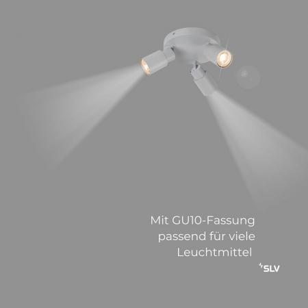 SLV 1008335 PURI 2.0 Tube, Wand- und Deckenaufbauleuchte, rund, 3 x max. 6 W GU10, grau