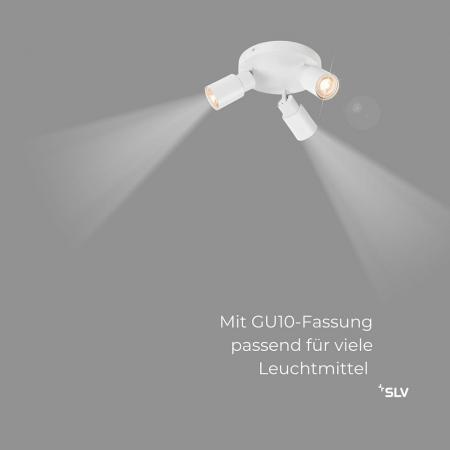 SLV 1008334 PURI 2.0 Tube, Wand- und Deckenaufbauleuchte, rund, 3 x max. 6 W GU10, weiß