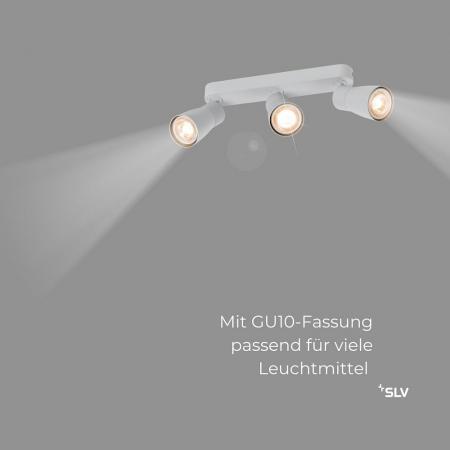 SLV 1008331 PURI 2.0 Dome, Wand- und Deckenaufbauleuchte, long, 3 x max. 6 W GU10, grau