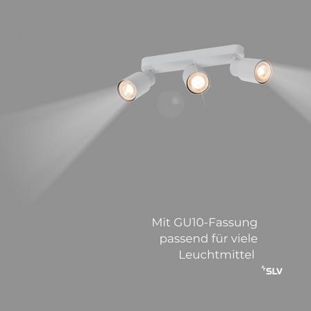 SLV 1008323 PURI 2.0 Tube, Wand- und Deckenaufbauleuchte, long, 3 x max. 6 W GU10, grau