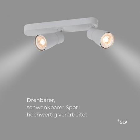SLV 1008319 PURI 2.0 Dome, Wand- und Deckenaufbauleuchte, asymmetrisch, 2 x max. 6 W GU10, grau