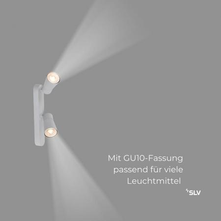 SLV 1008315 PURI 2.0 Cone, Wand- und Deckenaufbauleuchte, asymmetrisch, 2 x max. 6 W GU10, grau