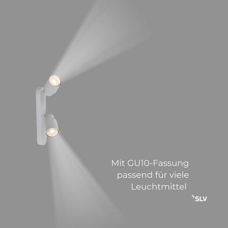 SLV 1008311 PURI 2.0 Tube, Wand- und Deckenaufbauleuchte, asymmetrisch, 2 x max. 6 W GU10, grau