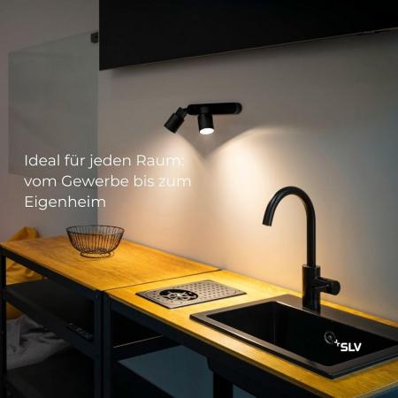SLV 1008308 PURI 2.0 Tube 2x GU10 Wand- & Deckenaufbauleuchte asymmetrisch Schwarz – modernes Mix & Match Lichtsystem