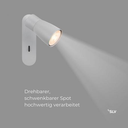 SLV 1008307 PURI 2.0 Dome, Wand- und Deckenaufbauleuchte, Schalter, rechteckig, 1x max. 6 W GU10, grau