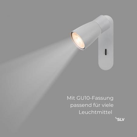 SLV 1008307 PURI 2.0 Dome, Wand- und Deckenaufbauleuchte, Schalter, rechteckig, 1x max. 6 W GU10, grau