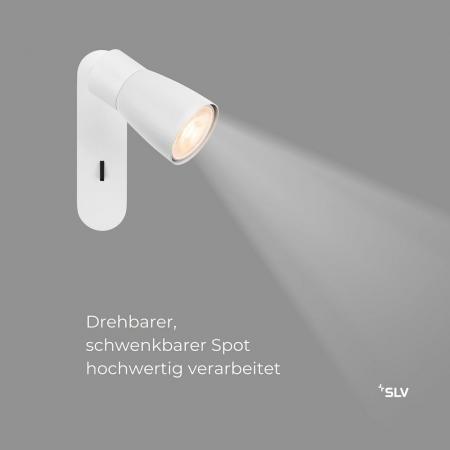 SLV 1008306 PURI 2.0 Dome, Wand- und Deckenaufbauleuchte, Schalter, rechteckig, 1x max. 6 W GU10, weiß