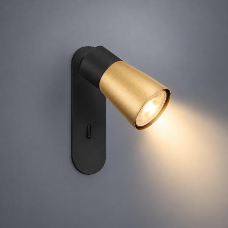 SLV 1008305 PURI 2.0 Dome, Wand- und Deckenaufbauleuchte, Schalter, rechteckig, 1x max. 6 W GU10, schwarz / gold