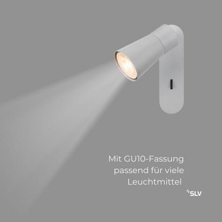 SLV 1008303 PURI 2.0 Cone, Wand- und Deckenaufbauleuchte, Schalter, rechteckig, 1x max. 6 W GU10, grau