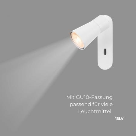 SLV 1008302 PURI 2.0 Cone, Wand- und Deckenaufbauleuchte, Schalter, rechteckig, 1x max. 6 W GU10, weiß