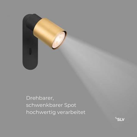 SLV 1008297 PURI 2.0 Tube, Wand- und Deckenaufbauleuchte, Schalter, rechteckig, 1x max. 6 W GU10, schwarz / gold
