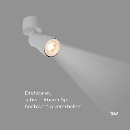 SLV 1008295 PURI 2.0 Dome, Wand- und Deckenaufbauleuchte, 1x max. 6 W GU10, grau