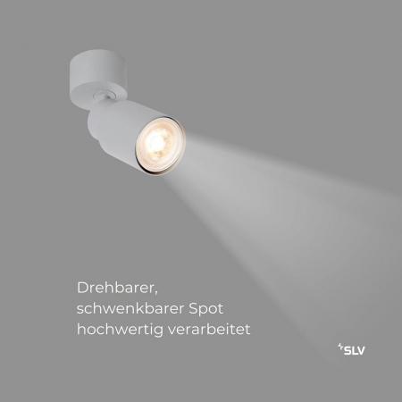 SLV 1008287 PURI 2.0 Tube, Wand- und Deckenaufbauleuchte, 1x max. 6 W GU10, grau