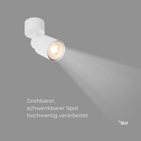 SLV 1008286 PURI 2.0 Tube, Wand- und Deckenaufbauleuchte, 1x max. 6 W GU10, weiß