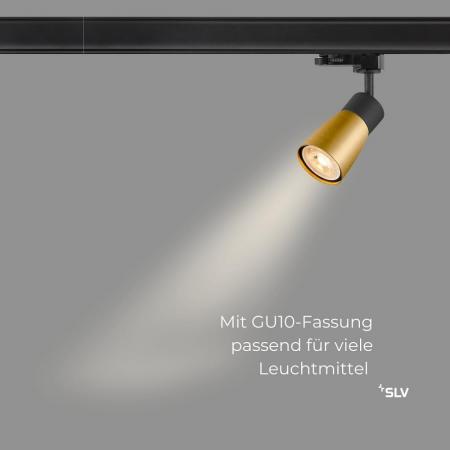 SLV 1008273 PURI 2.0 Dome, 3~ Spot, GU10, 1x max. 6 W, schwarz / gold