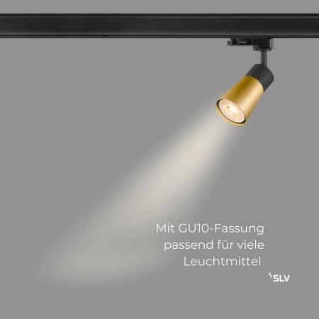 SLV 1008270 PURI 2.0 Cone, 3~ Spot, GU10, 1x max. 6 W, schwarz / gold