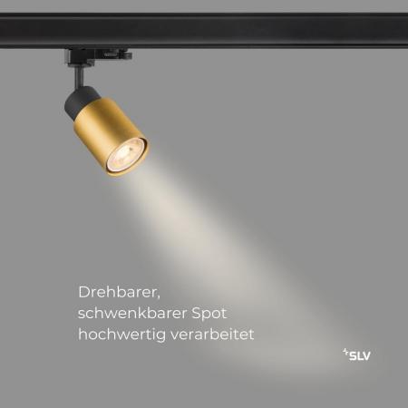 SLV 1008267 PURI 2.0 Tube, 3~ Spot, GU10, 1x max. 6 W, schwarz / gold