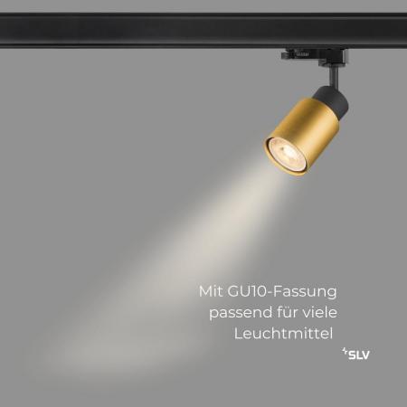 SLV 1008267 PURI 2.0 Tube, 3~ Spot, GU10, 1x max. 6 W, schwarz / gold