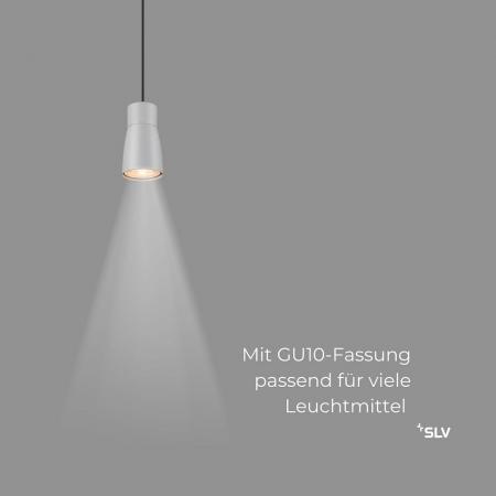SLV 1008265 PURI 2.0 Dome, 1~ Pendelleuchte, GU10, Pendellänge 200 cm, 1x max. 6 W, grau