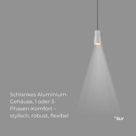 SLV 1008261 PURI 2.0 Cone, 1~ Pendelleuchte, GU10, Pendellänge 200 cm, 1x max. 6 W, grau