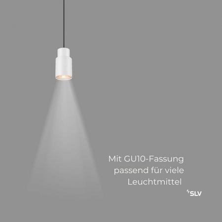 SLV 1008256 PURI 2.0 Tube, 1~ Pendelleuchte, GU10, Pendellänge 200 cm, 1x max. 6 W, weiß
