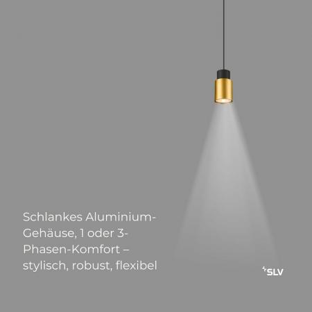 SLV 1008255 PURI 2.0 Tube, 1~ Pendelleuchte, GU10, Pendellänge 200 cm, 1x max. 6 W, schwarz / gold