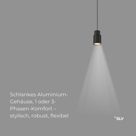 SLV 1008254 PURI 2.0 Tube, 1~ Pendelleuchte, GU10, Pendellänge 200 cm, 1x max. 6 W, schwarz