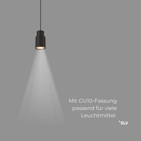 SLV 1008254 PURI 2.0 Tube, 1~ Pendelleuchte, GU10, Pendellänge 200 cm, 1x max. 6 W, schwarz