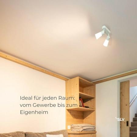 SLV 1008240 PURI 2.0 Basic, Wand- und Deckenaufbauleuchte, 2 x max. 6 W GU10, weiß