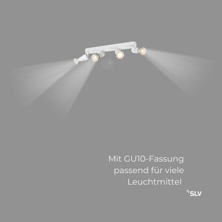 SLV 1008238 PURI 2.0 Basic, Wand- und Deckenaufbauleuchte, long, 4 x max. 6 W GU10, weiß