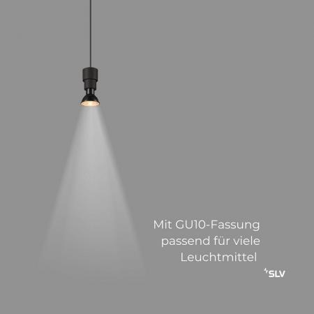 SLV 1008210 PURI 2.0 Basic, 3~ Pendelleuchte, GU10, Pendellänge 200 cm, 1x max. 6 W, schwarz