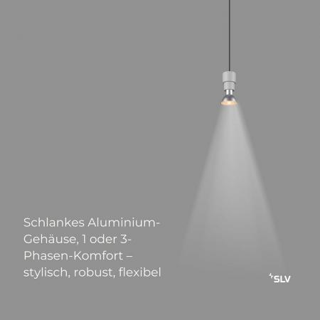 SLV 1008209 PURI 2.0 Basic, 1~ Pendelleuchte, GU10, Pendellänge 200 cm, 1x max. 6 W, grau