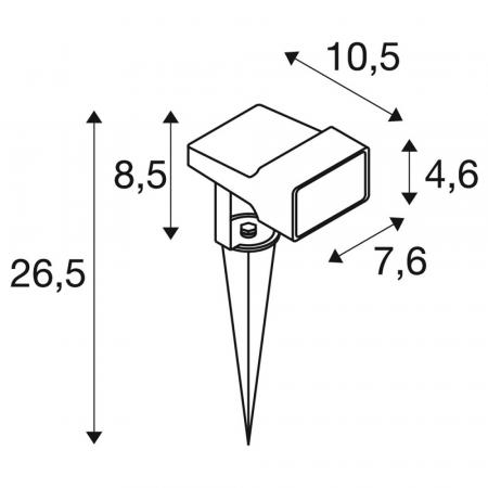 SLV 1008478 SYNA WIDE, Erdspiessleuchte, 2200 K, 115°, IP65, eckig, schwarz