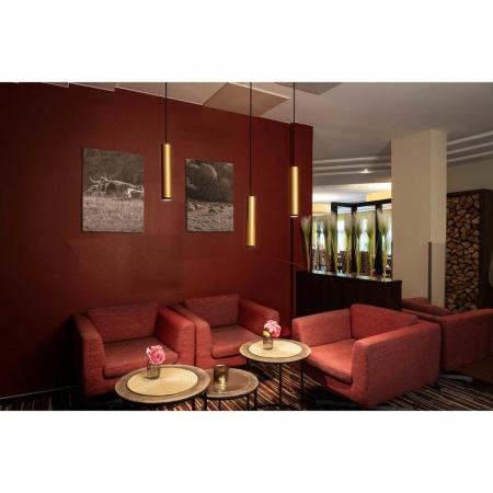 SLV 1008473 GRIP! L, 1~ Pendelleuchte, GU10, Pendellänge 200 cm, 1x max. 6 W, gold / schwarz